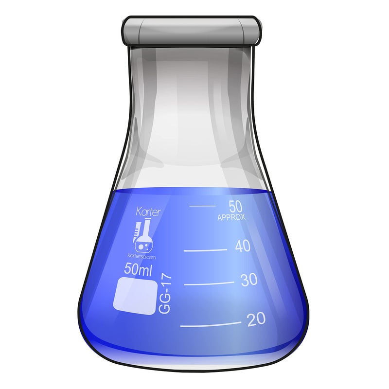 Karter Scientific Laboratory Shot Glass Set, 6 Pieces, 50ml Beakers and 50ml Flasks, Borosilicate Glass, Karter Scientific 233V2 - Image 5
